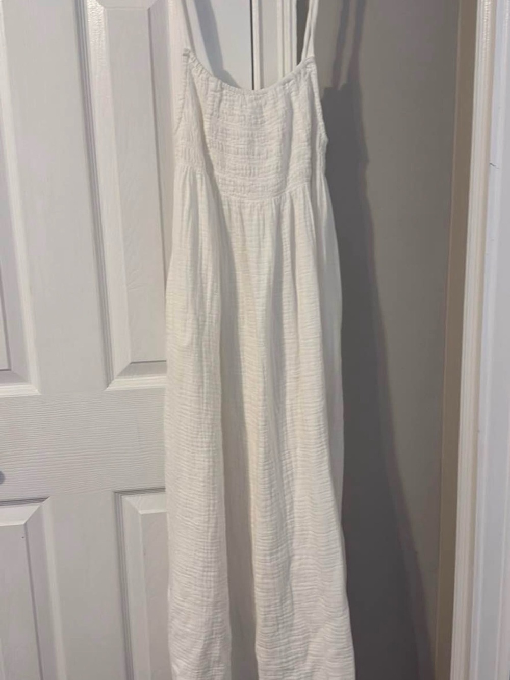 aerie White Asymmetrical Maxi Dress